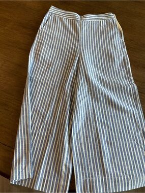 1. State Blue and White Striped Cropped Pant